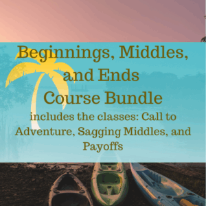 beach themed image for Beginning, Middles, and Ends Course Bundle